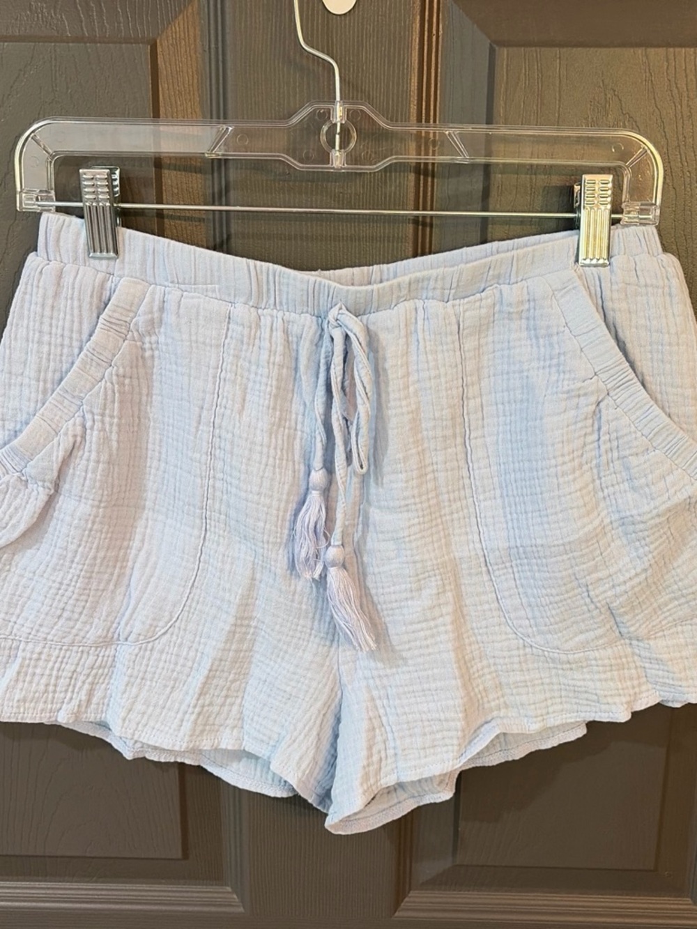 Altar'd State Light Blue Gauze Drawstring Shorts
